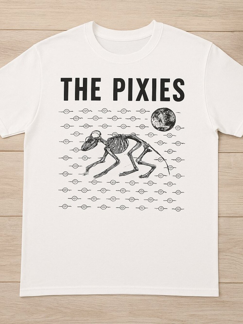 The Pixies Skeleton Graphic Tee | Alternative Rock Band T-Shirt | Black & White